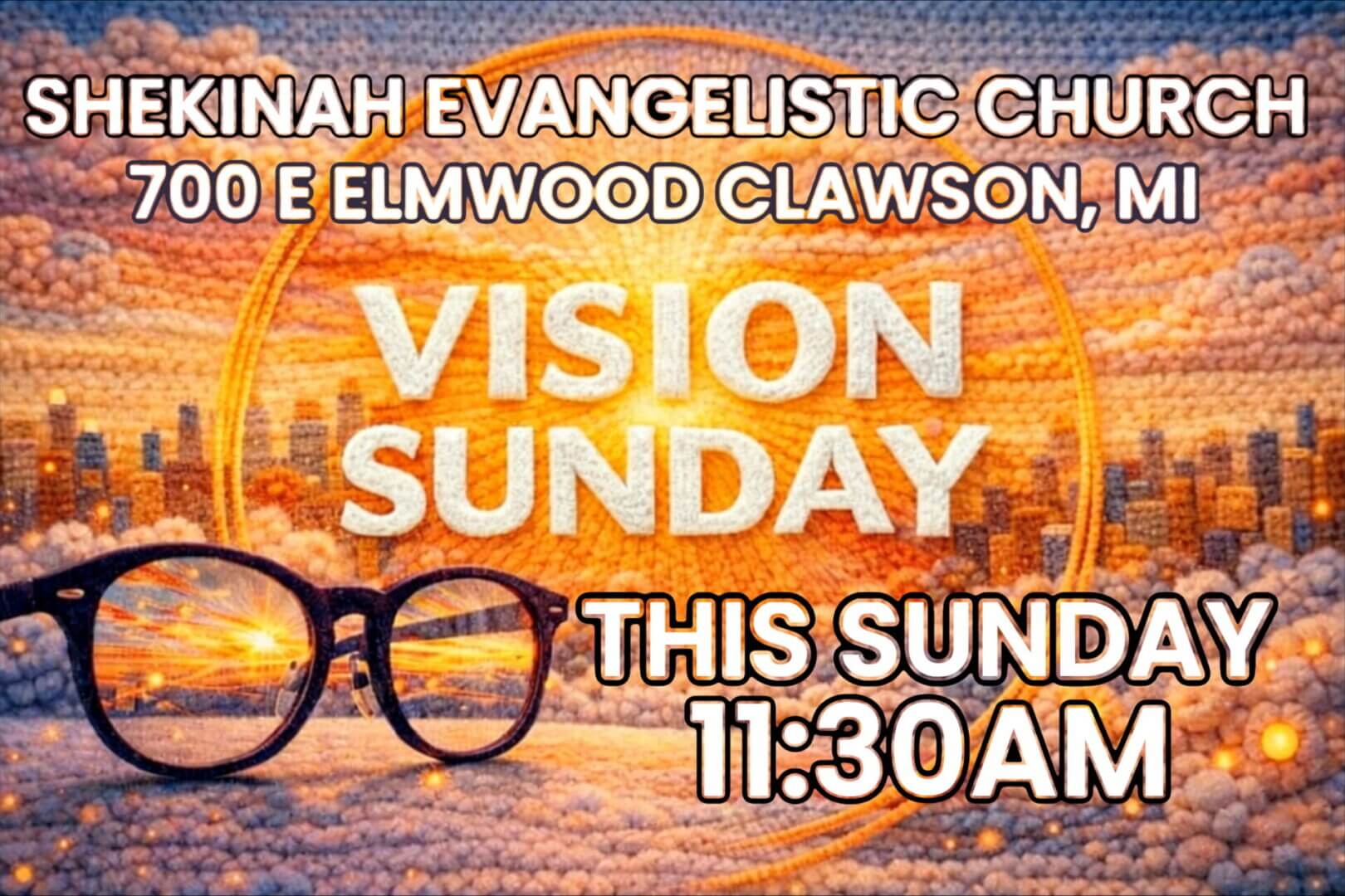 Church event poster: Vision Sunday details.